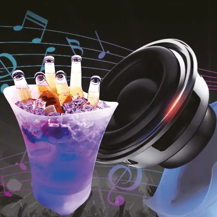 EZERE Hoparlör Buz kovası 5l Bluetooth Hoparlör Ile Renkli Buz kovası Led-(1903)