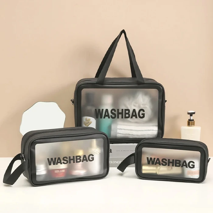 EZERE Su Geçirmez Premium Kalite Seyahat Makyaj Ve Kozmetik Çantası 3 Adet Set-(1903)