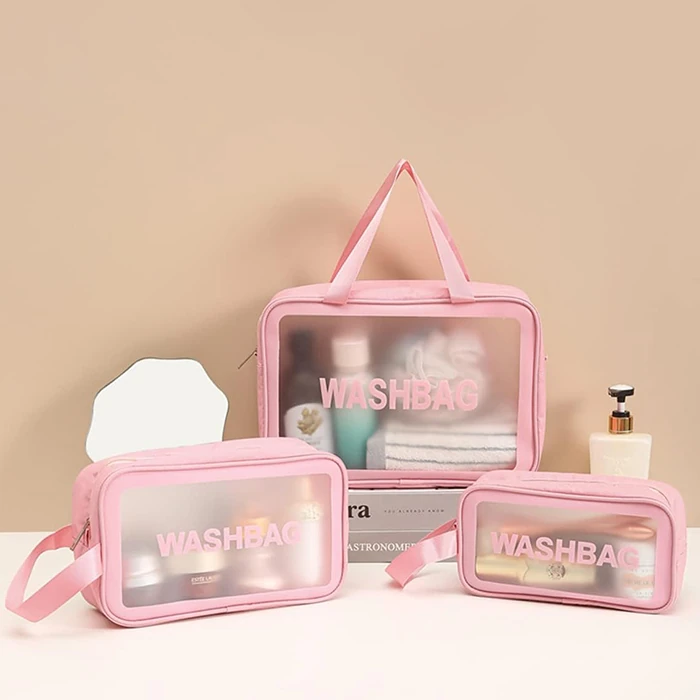 EZERE Su Geçirmez Premium Kalite Seyahat Makyaj Ve Kozmetik Çantası 3 Adet Set-(1903)