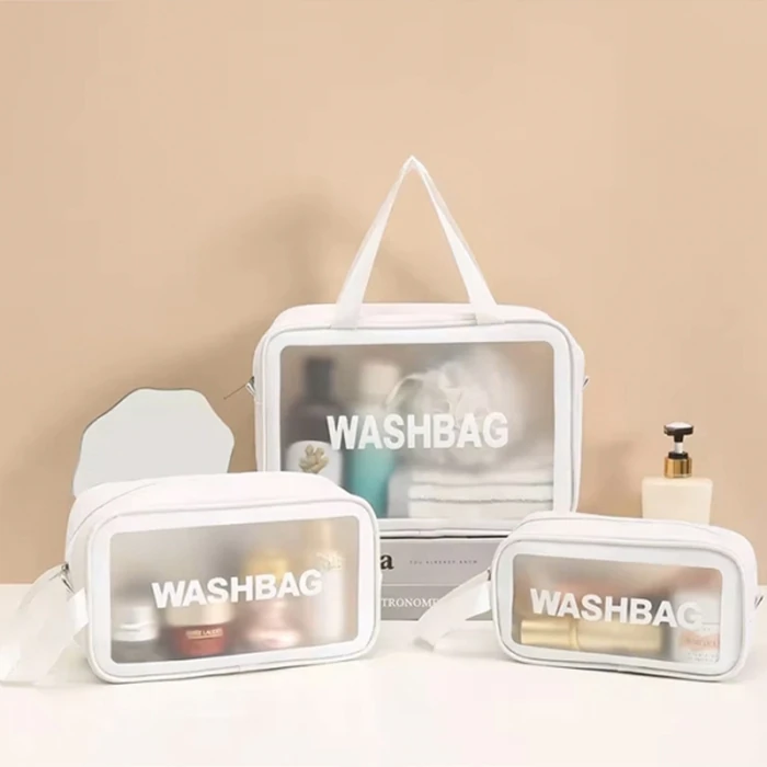 EZERE Su Geçirmez Premium Kalite Seyahat Makyaj Ve Kozmetik Çantası 3 Adet Set-(1903)