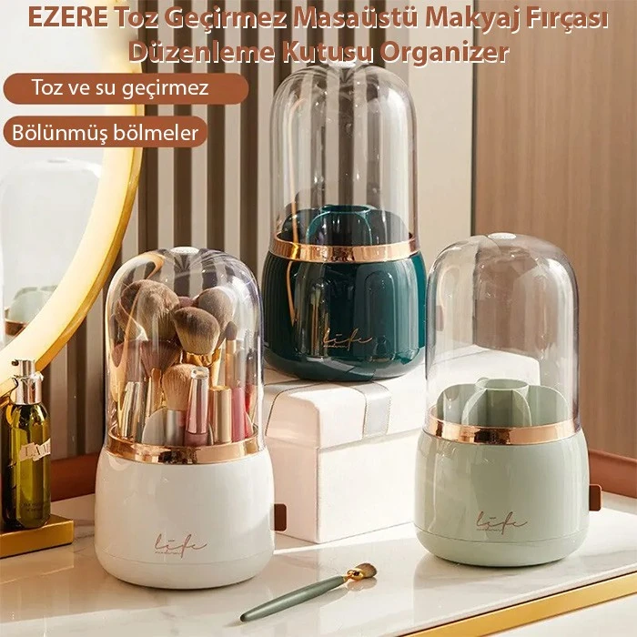 EZERE Toz Geçirmez Masaüstü Makyaj Fırçası Düzenleme Kutusu Organizer-(1903)