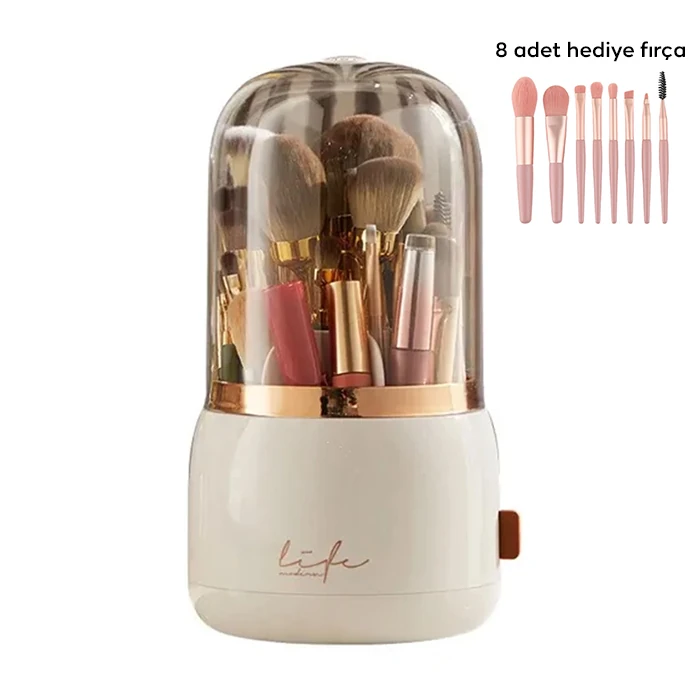 EZERE Toz Geçirmez Masaüstü Makyaj Fırçası Düzenleme Kutusu Organizer-(1903)