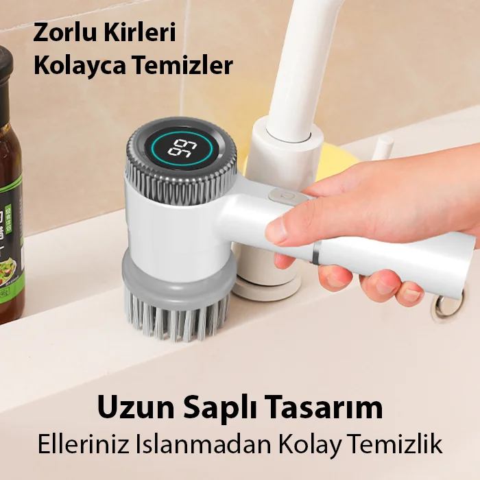 EZERE TurboBrush 5 Başlıklı Elektrikli Temizlik Fırçası-(1903)