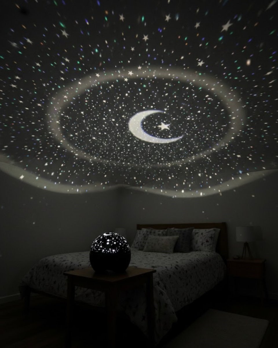 Fişli Yıldız Projektör Gece Lambası Müzikli