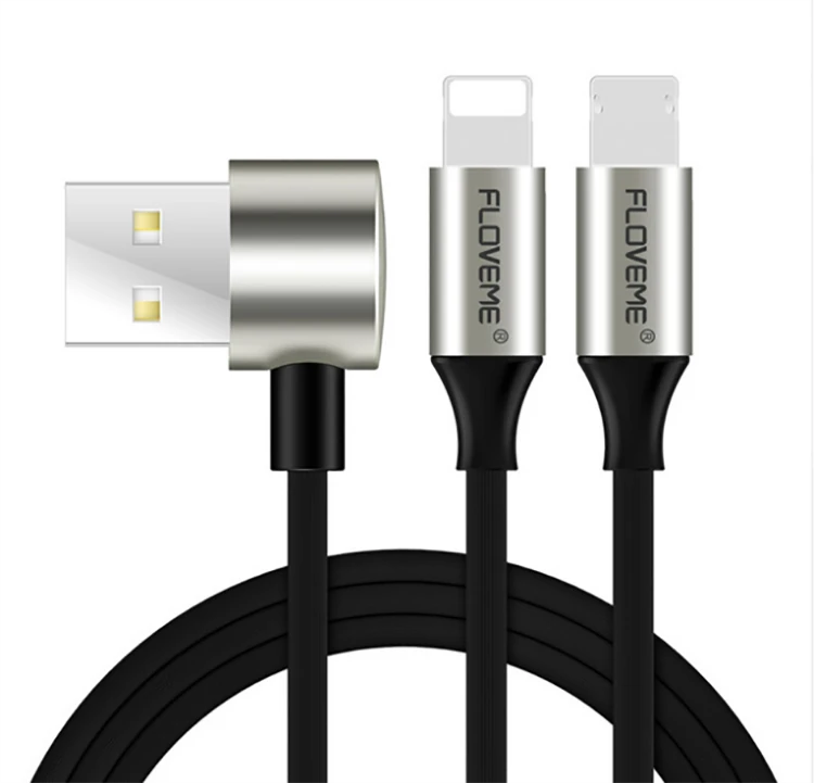 Floveme 2 İn1 İPhone 14-13-1211 Ve Micro Usb Şarj Kablosu-(1903)