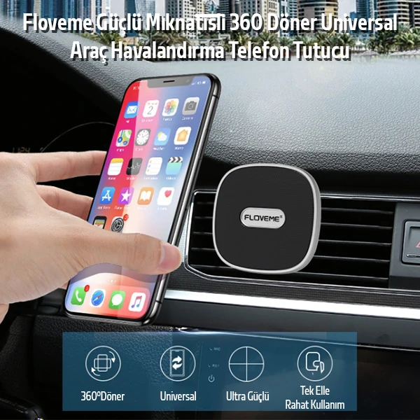 Floveme Güçlü Mıknatıslı 360 Döner Universal Araç Havalandırma Telefon Tutucu-(1903)