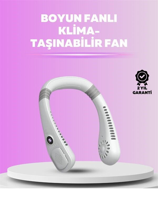 Giyilebilir Bladeless Boyun Fanı | 360° Serinlik, 5 Kademe Rüzgar, USB Şarjlı Sessiz Mini Klima