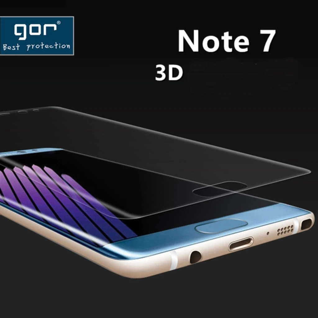 Gor Galaxy Note 7 Fan 3D Kavisli Darbe Emici Full Ekran Koruyucu 2 Adet Set-(1903)