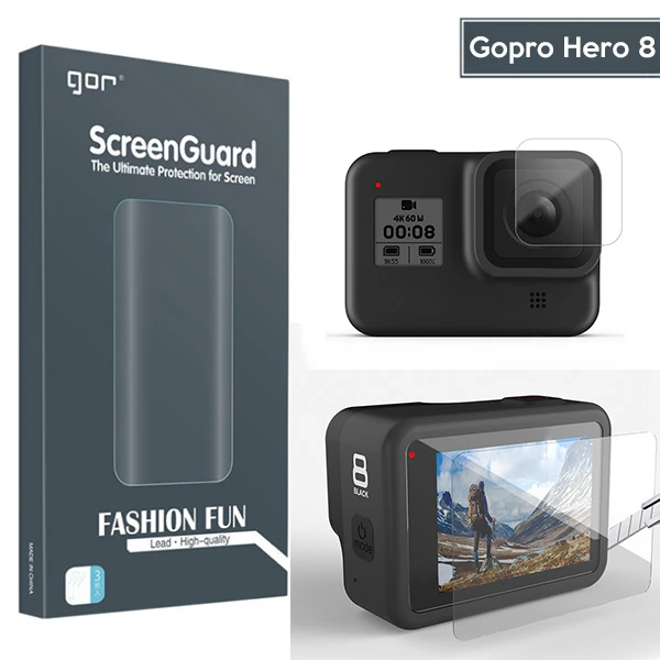 GOR Gopro Hero 8 2in1 Darbe Emici Ekran Koruyucu 2 SET-(1903)
