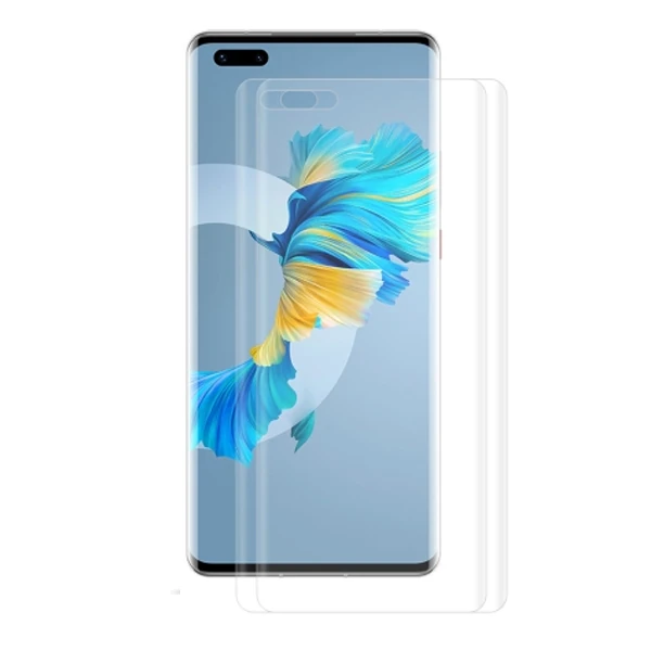 Gor Huawei Mate 40 Pro 3D Kavisli Full Kaplama Darbe Emici Ekran Koruyucu 2 Adet Set Mate 40 Pro+-(1903)
