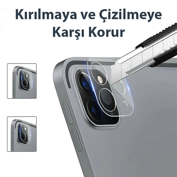 GOR iPad Pro 11 İPad Pro 12.9 2020-2021 3D Cam Kamera Koruyucu 2 SET-(1903)
