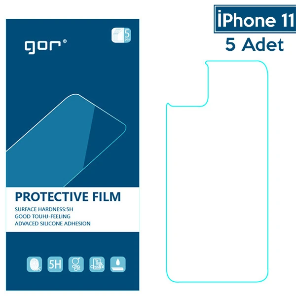 GOR İPhone 11 6.1 Çizilmez Arka Koruyucu Jelatin 5 Adet Set-(1903)