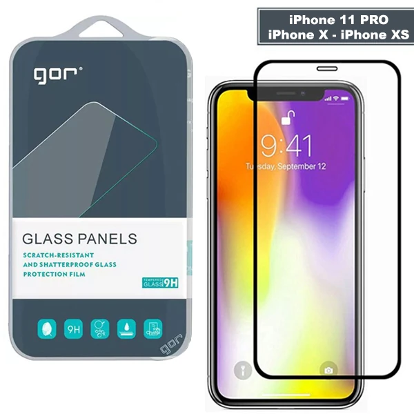GOR iPhone 11 Pro - XS - X 5.8 9D Hardening Tempered Full Cam Ekran Koruyucu-(1903)