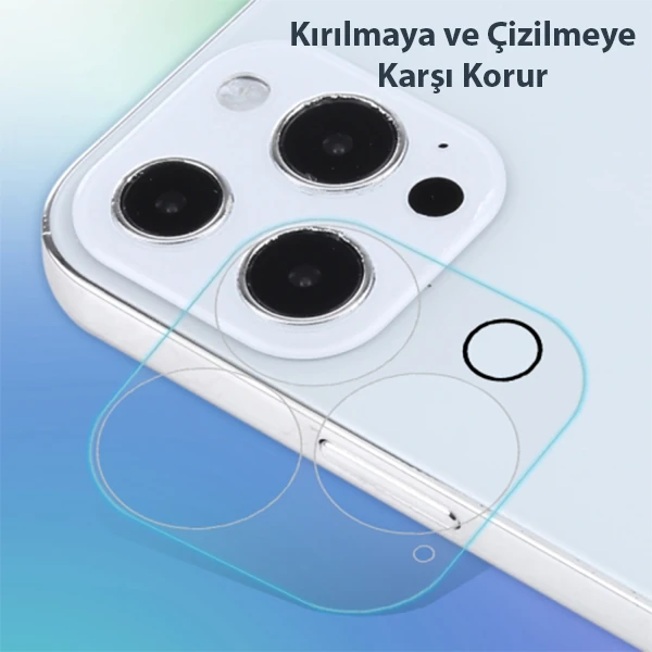 GOR İPhone 13 Pro 13 Pro Max 3D Tempered Cam Kamera Koruyucu 2Adet Set-(1903)