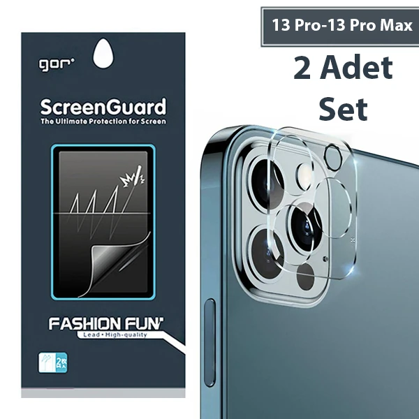 GOR İPhone 13 Pro 13 Pro Max 3D Tempered Cam Kamera Koruyucu 2Adet Set-(1903)
