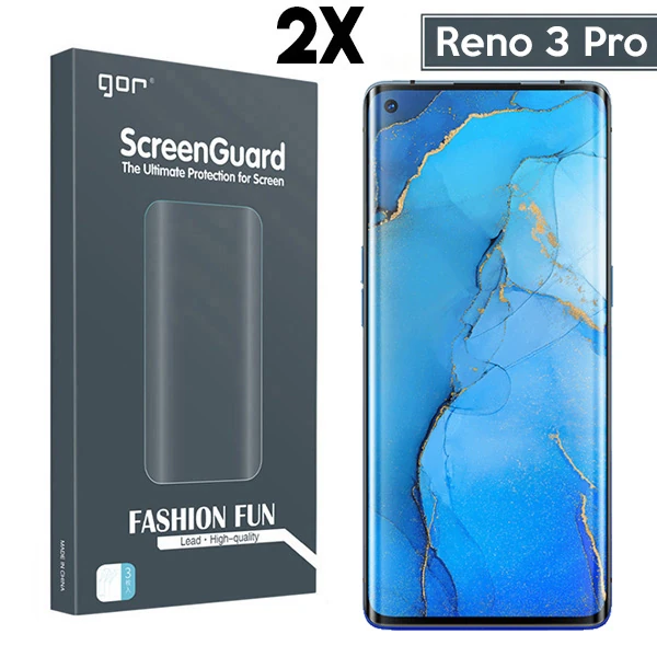 GOR Oppo Reno 3 Pro 3D Kavisli Full Ekran Koruyucu 2 Adet Set-(1903)