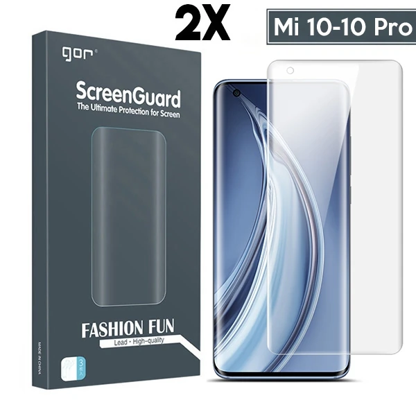 GOR Xiaomi Mi 10-10 Pro 3D Kavisli Full Ekran Koruyucu 2 Adet Set-(1903)