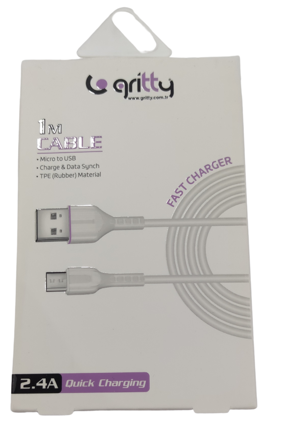 GRİTTY 1M MICRO-USB 2,4A KABLO (LILA)