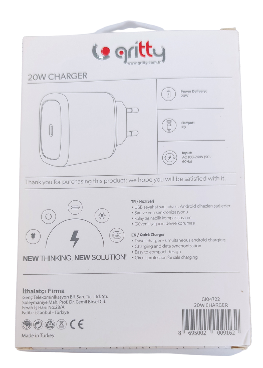 GRİTTY 20W FAST CHARGER ( Şarj Başlığı )