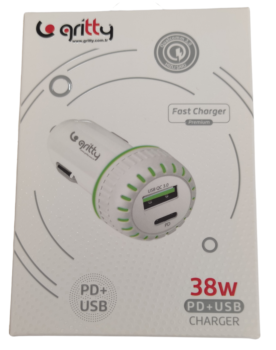 GRİTTY ARAÇ İÇİ ŞARJ 38 W PD USB CHARGER 