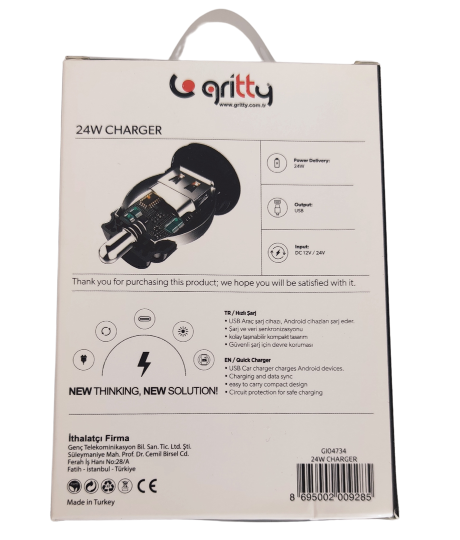 GRİTTY ARAÇ ŞARJI 24 W POWER CHARGER