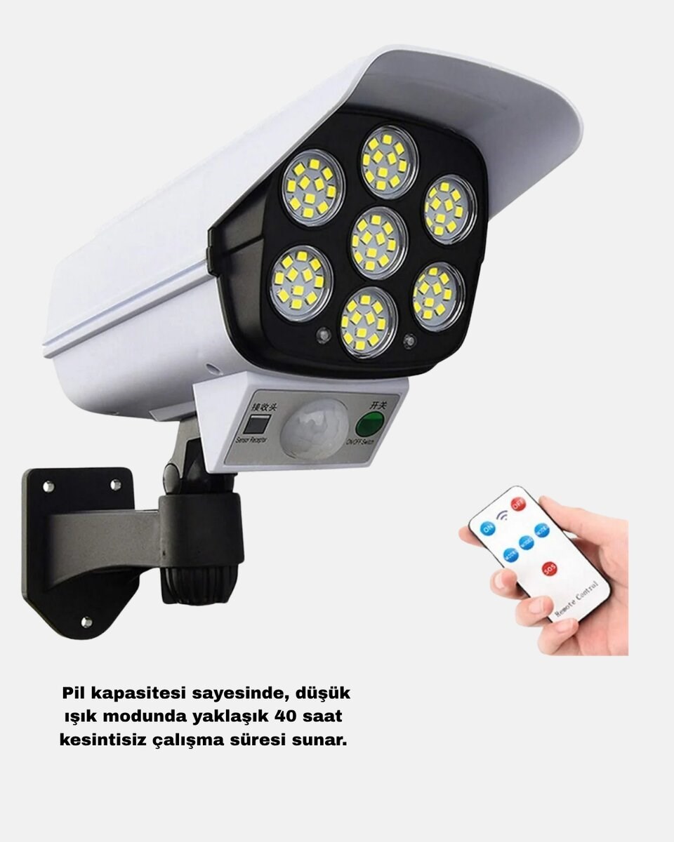 Güneş Paneliyle Şarj Olan Hareket Sensörlü Dış Mekan Güvenlik Lambası Ayarlanabilir