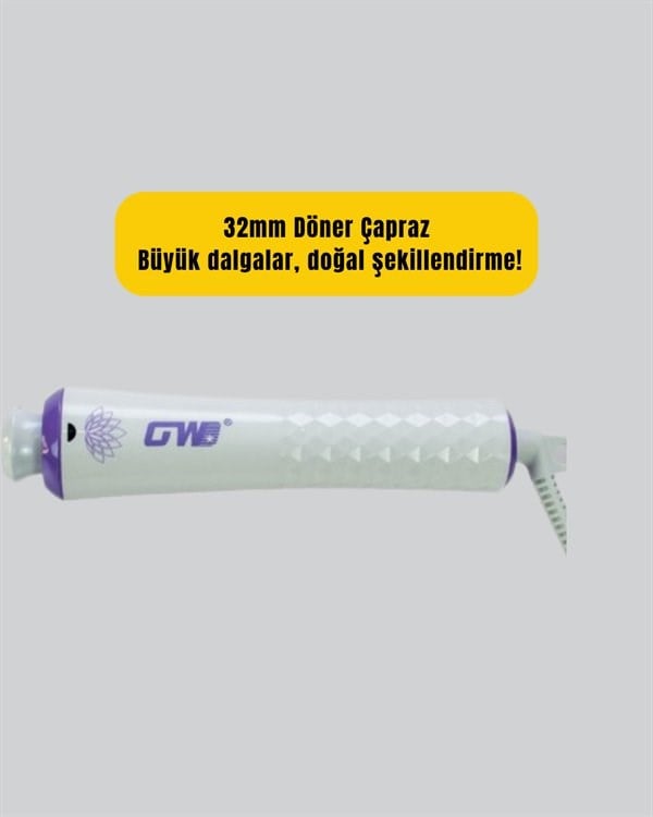 GW 32mm Döner Başlıklı Saç Kıvırma Makinesi – Her An Her Yerde Profesyonel Şekillendirme