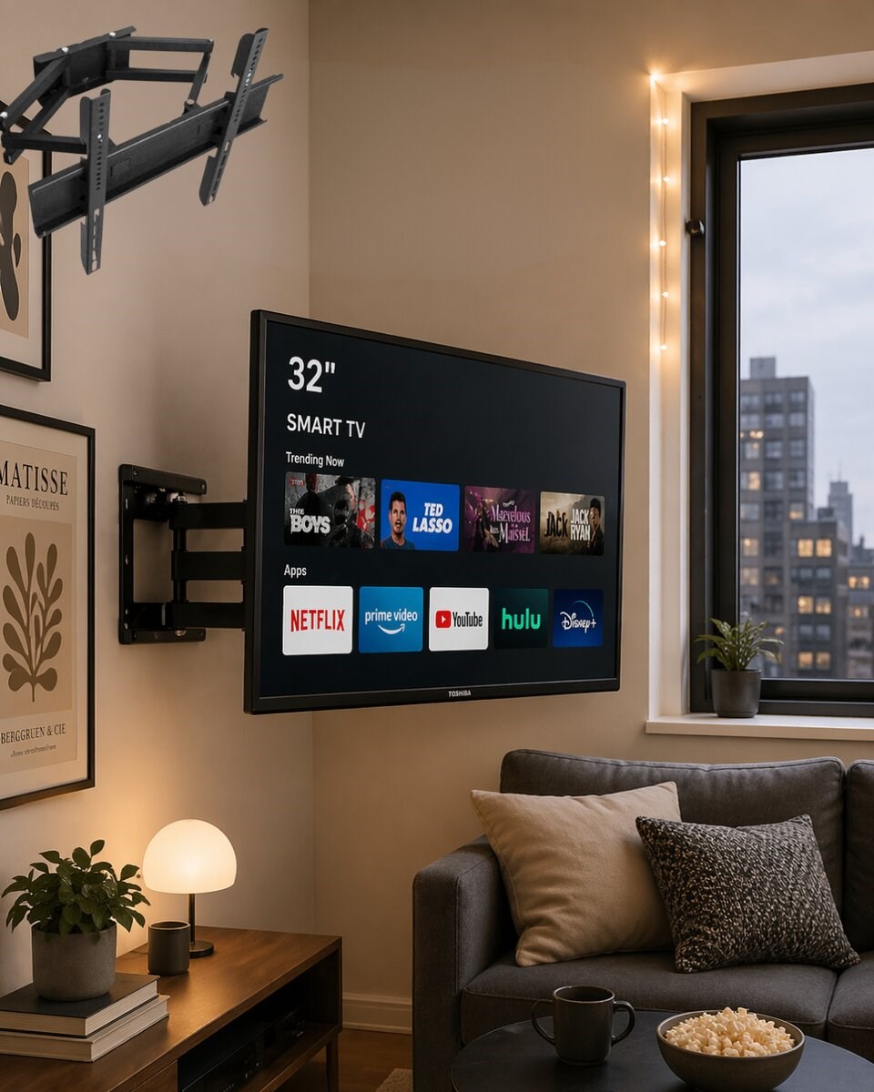Hareketli TV Duvar Askısı 32 55 İnç Döner Eğimli Televizyon Aparatı