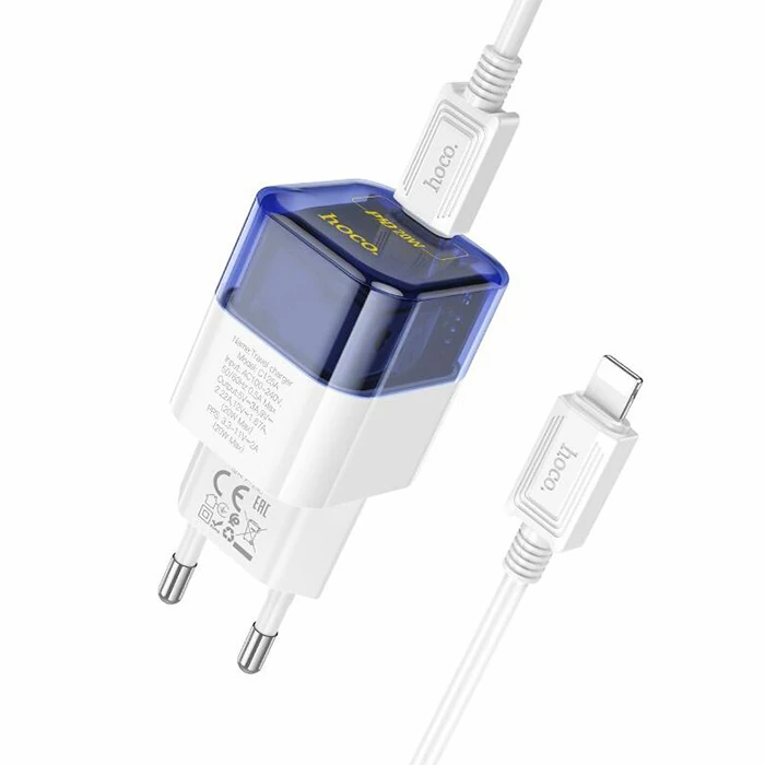 HOCO C131A Platinum PD30W+QC3.0 Girişli Hızlı Şarj Başlığı Ve Type-C To iPhone Lightning Kablo-(1903)