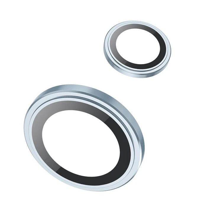 HOCO Crystal Clear iPhone 15-15 Plus HD 3D Metal Çerçeveli Kamera Koruyucu Lens-(1903)