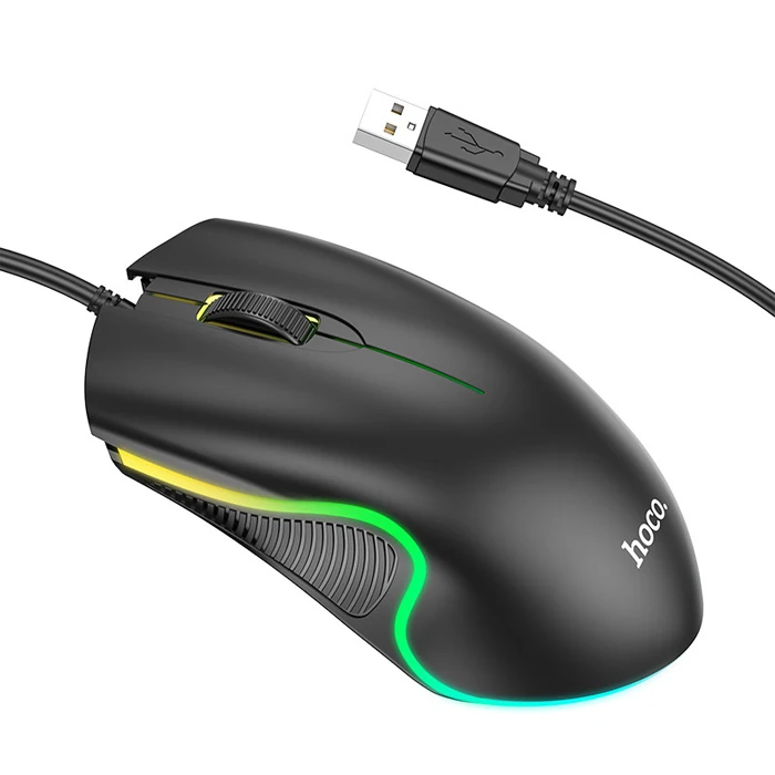 HOCO GM19 RGB LED Işıklı Gamer Oyuncu Kablolu Optik Mouse-(1903)