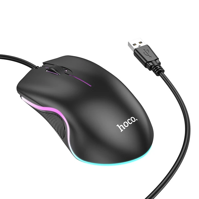 HOCO GM19 RGB LED Işıklı Gamer Oyuncu Kablolu Optik Mouse-(1903)