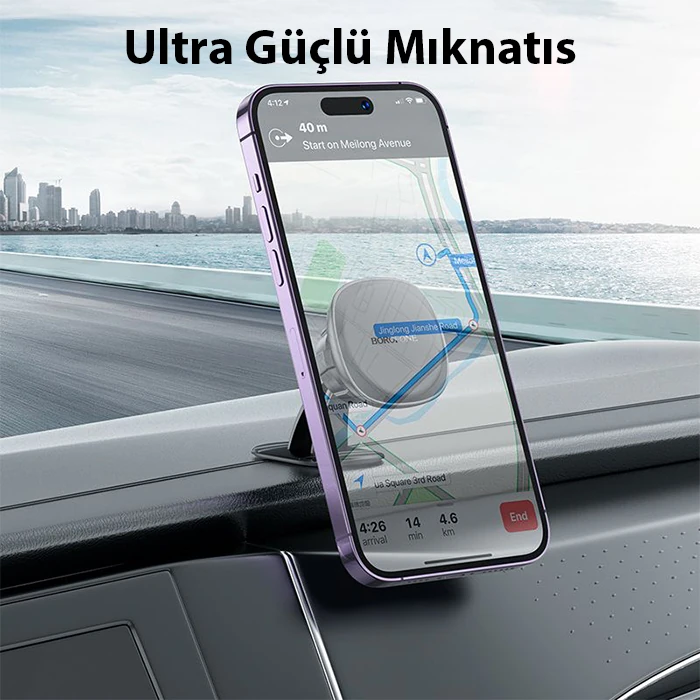 Hoco H30 360° Dönebilen Torpido Üstü Araç içi Magsafe Manyetik Araç İçi Telefon Tutucu-(1903)
