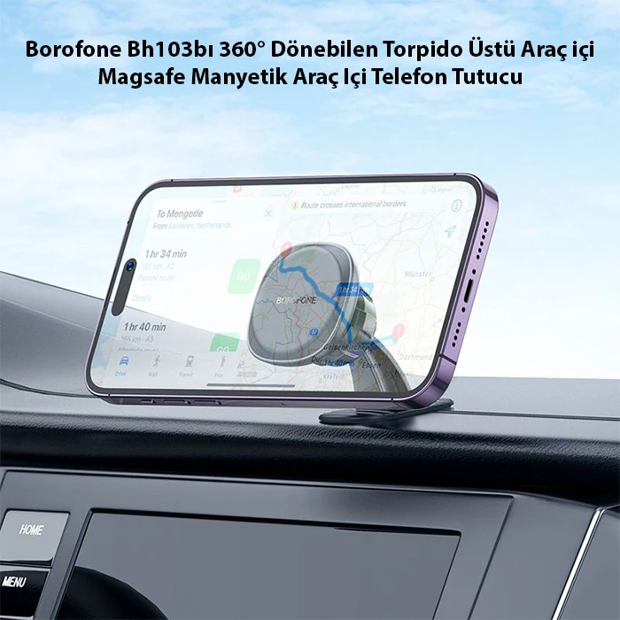 Hoco H30 360° Dönebilen Torpido Üstü Araç içi Magsafe Manyetik Araç İçi Telefon Tutucu-(1903)