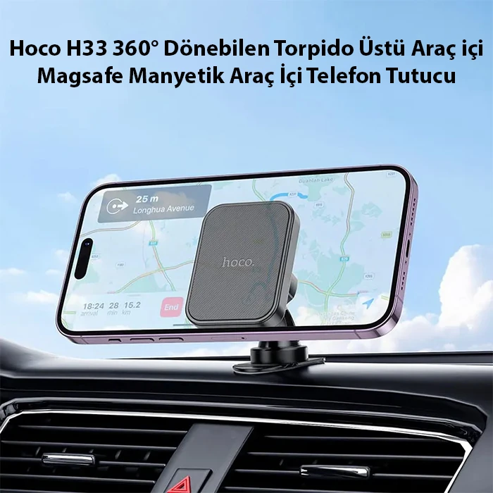 Hoco H33 360° Dönebilen Torpido Üstü Araç içi Magsafe Manyetik Araç İçi Telefon Tutucu-(1903)
