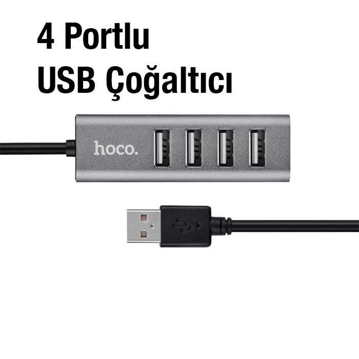HOCO HB1 80cm Kablolu 4 Portlu USB Çoğaltıcı HUB Adaptör-(1903)