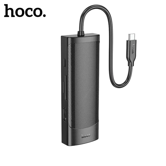 Hoco HB44 Type-C to HDMI + RJ45 + 100Mbps + SD/TF + USB3.0 + USB2.0 PD + 4K 30Hz Hub-(1903)
