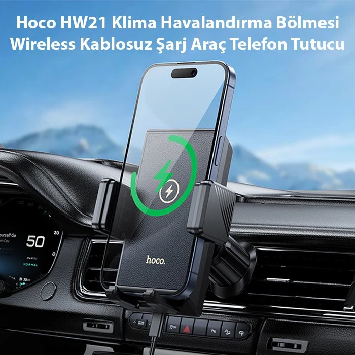 Hoco HW21 Klima Havalandırma Bölmesi Wireless Kablosuz Şarj Araç Telefon Tutucu-(1903)