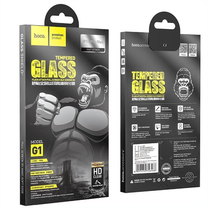 HOCO iPhone 15 Pro Max Full Screen HD Tempered Kırılmaz Cam Ekran Koruyucu-(1903)