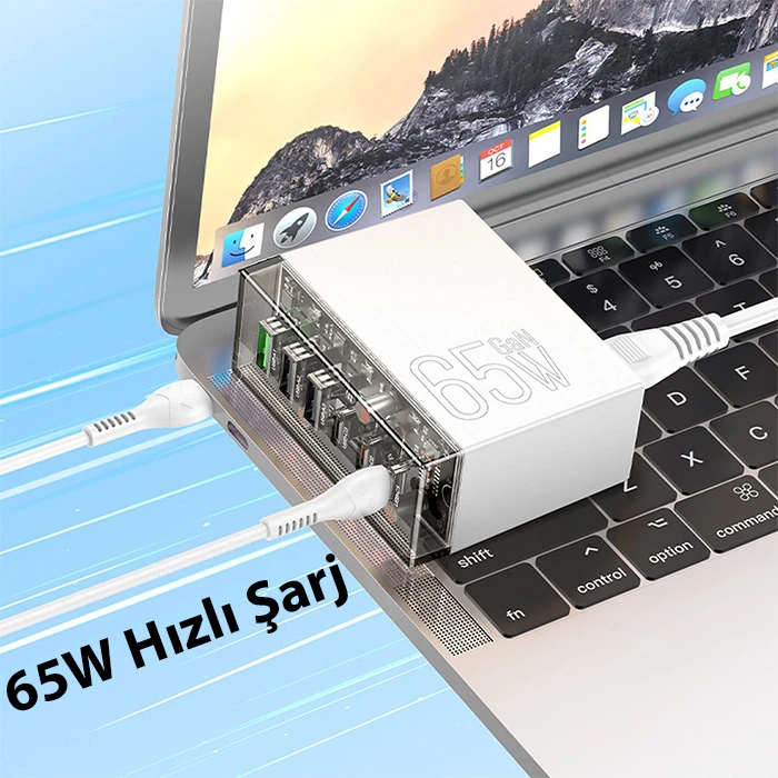 Hoco N36 PD65W Type-C + USB-A 6 Girişli Masaüstü Şarj İstasyonu-(1903)