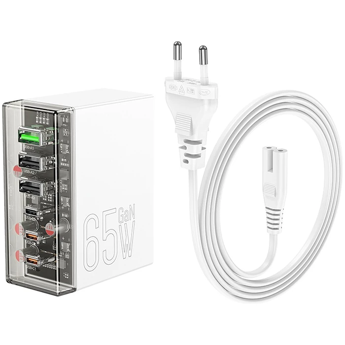 Hoco N36 PD65W Type-C + USB-A 6 Girişli Masaüstü Şarj İstasyonu-(1903)