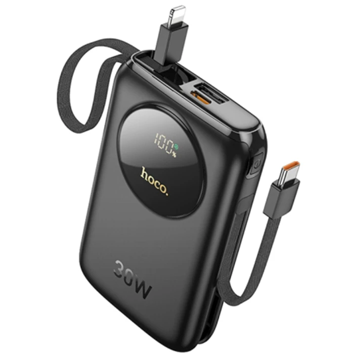 HOCO Q19 Lucky 10000mAh 30W Dijital Göstergeli Kablolu Powerbank-(1903)