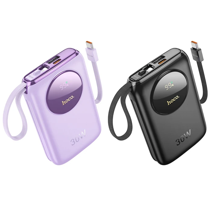 HOCO Q19 Lucky 10000mAh 30W Dijital Göstergeli Kablolu Powerbank-(1903)