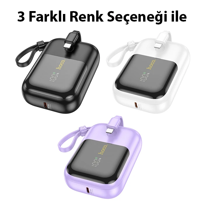 HOCO Q20 Fountain 10000mAh 22.5W+PD20W Dijital Göstergeli Kablolu Powerbank-(1903)