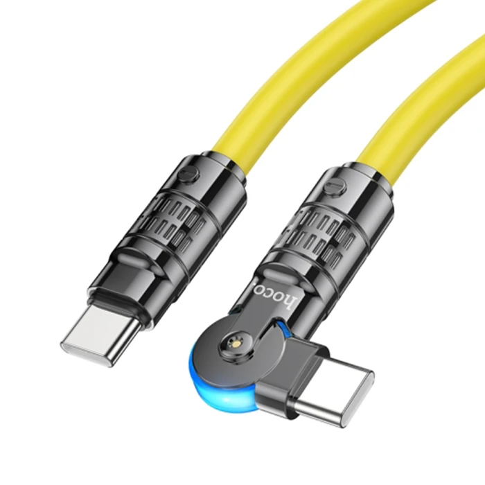 HOCO U118 Döner Başlıklı Type-C to Type-C 60W Hızlı Şarj ve Veri Kablosu-(1903)