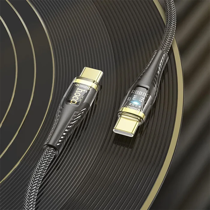 HOCO U121 Gold standard Transparent Discovery Edition 60W Type-C to Type-C Hızlı Şarj ve Data Kablos-(1903)
