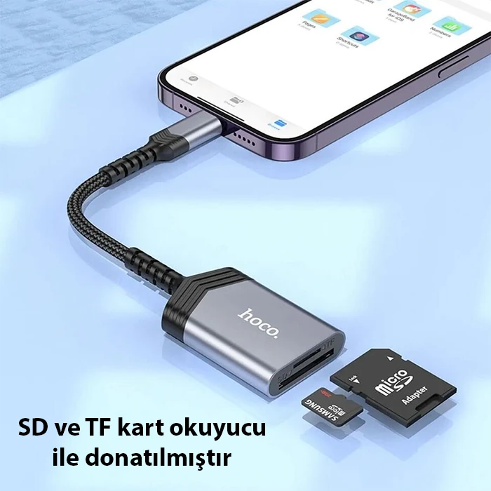 Hoco UA25 2-in-1 İPhone Lightning Kart Okuyucu-(1903)