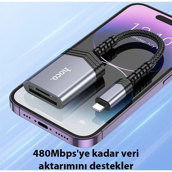 Hoco UA25 2-in-1 İPhone Lightning Kart Okuyucu-(1903)