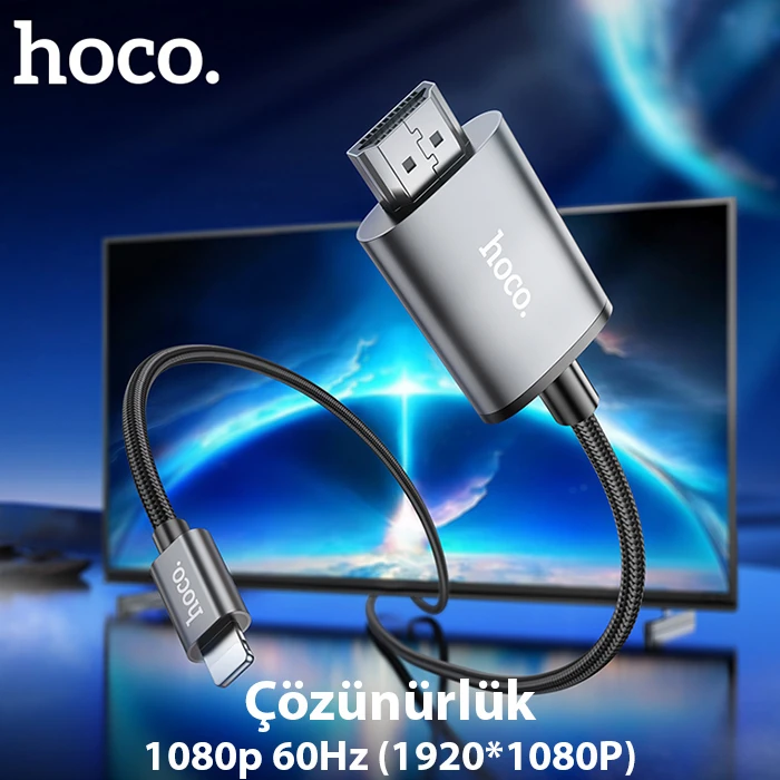 Hoco UA27 Lightning To HDMI HDTV Dönüştürücü Adaptör (4K 30Hz) Kablo-(1903)