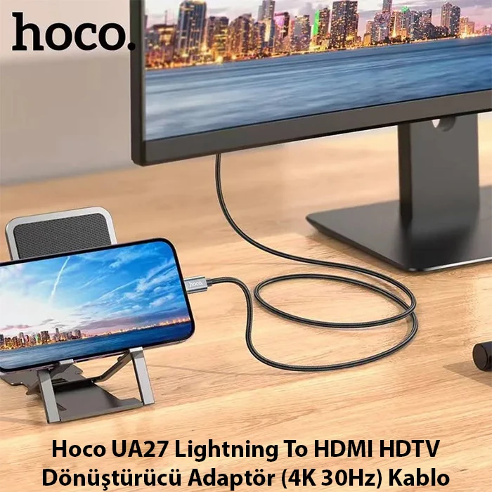 Hoco UA27 Lightning To HDMI HDTV Dönüştürücü Adaptör (4K 30Hz) Kablo-(1903)